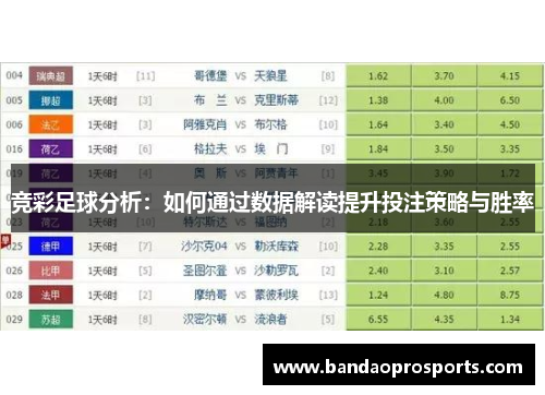 竞彩足球分析：如何通过数据解读提升投注策略与胜率