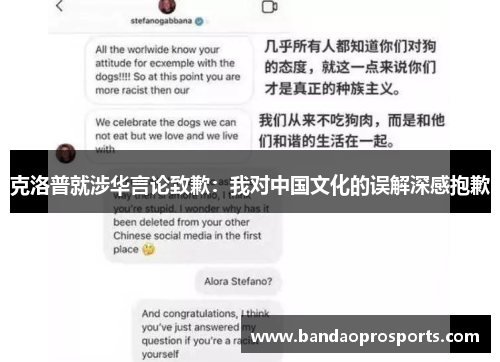 克洛普就涉华言论致歉：我对中国文化的误解深感抱歉